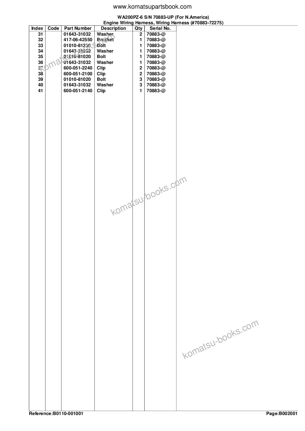 Komatsu WA200PZ-6 S/N 70883-UP (For N.America) Parts catalog cover Page 7 Komatsu WA200PZ-6 S/N 70883-UP (For N.America) Parts catalog cover Page 7