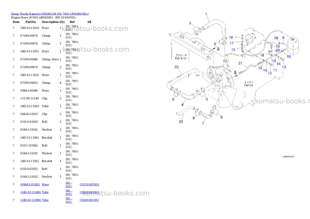 Komatsu hm300-2r s/n 7001-up Parts catalog cover