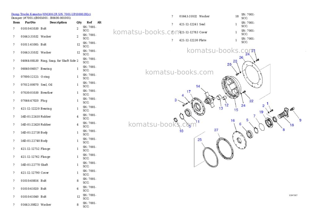 Komatsu hm300-2r s/n 7001-up Parts catalog cover Page 6