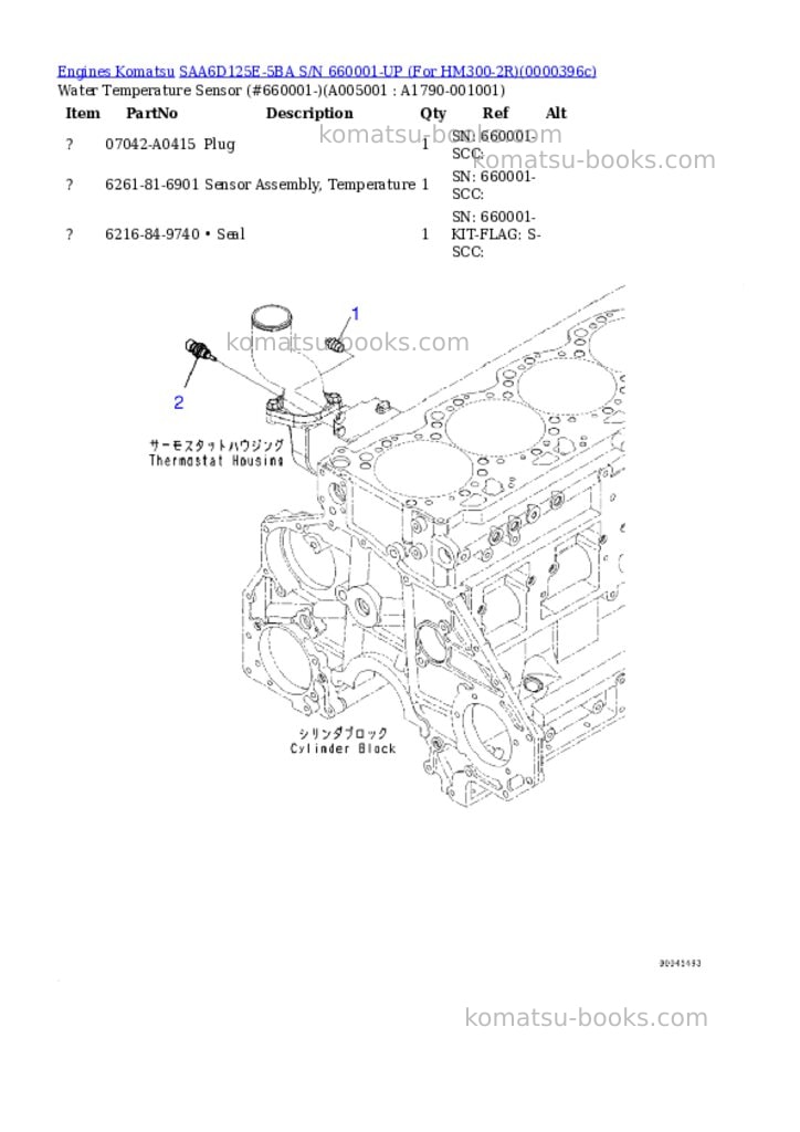 Komatsu saa6d125e-5ba s/n 660001-up for hm300-2r Parts catalog cover Page 5