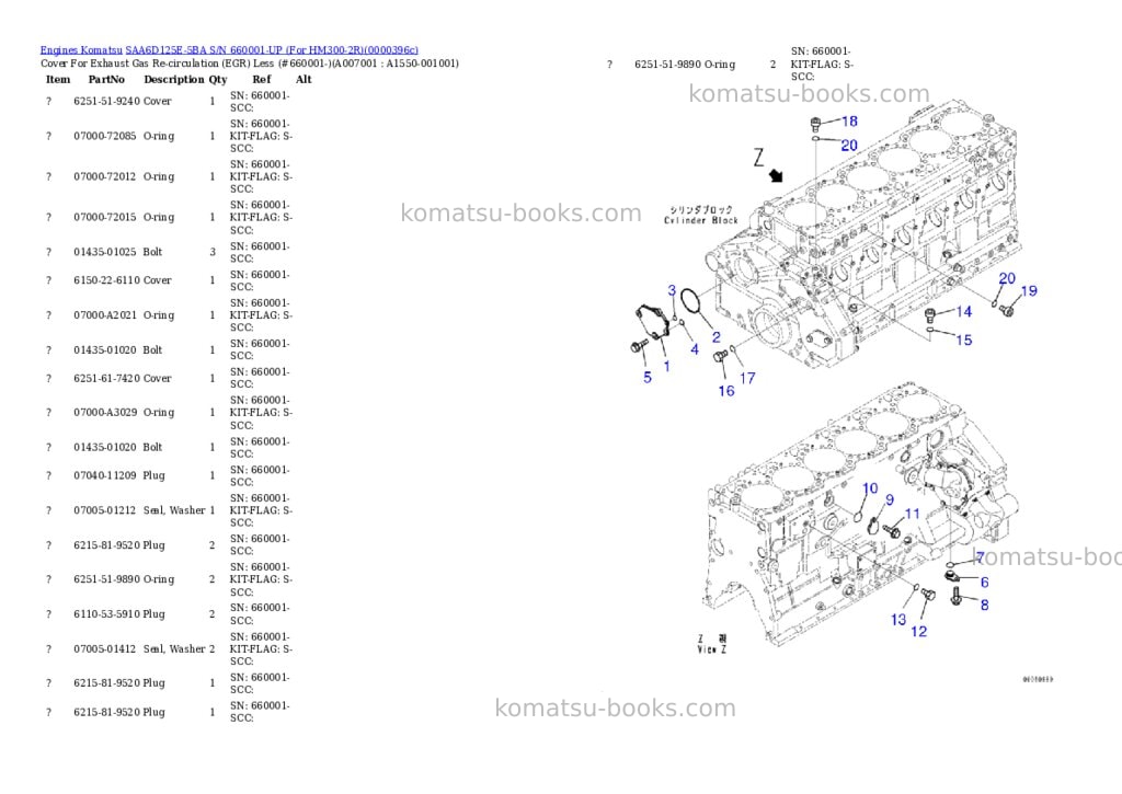 Komatsu saa6d125e-5ba s/n 660001-up for hm300-2r Parts catalog cover Page 7