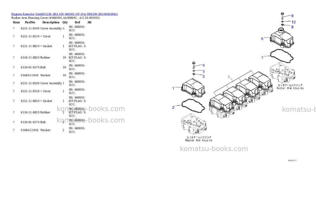 Komatsu saa6d125e-5ba s/n 660001-up for hm300-2r Parts catalog cover Page 8