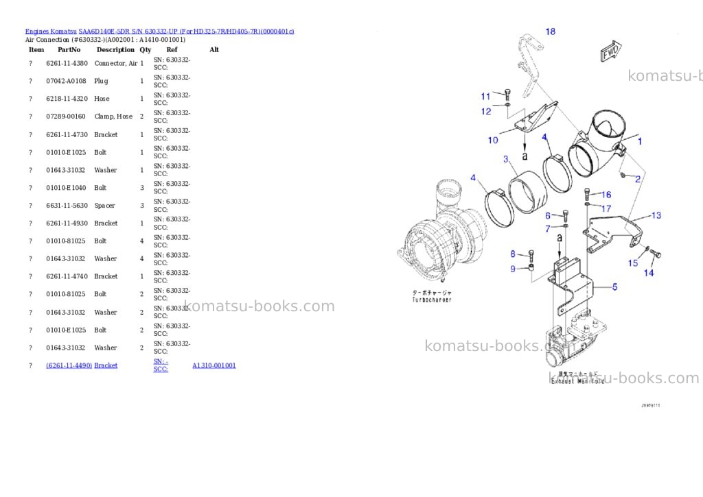 Komatsu saa6d140e-5dr s/n 630332-up for hd325-7r/hd405-7r Parts catalog cover Komatsu saa6d140e-5dr s/n 630332-up for hd325-7r/hd405-7r Parts catalog cover