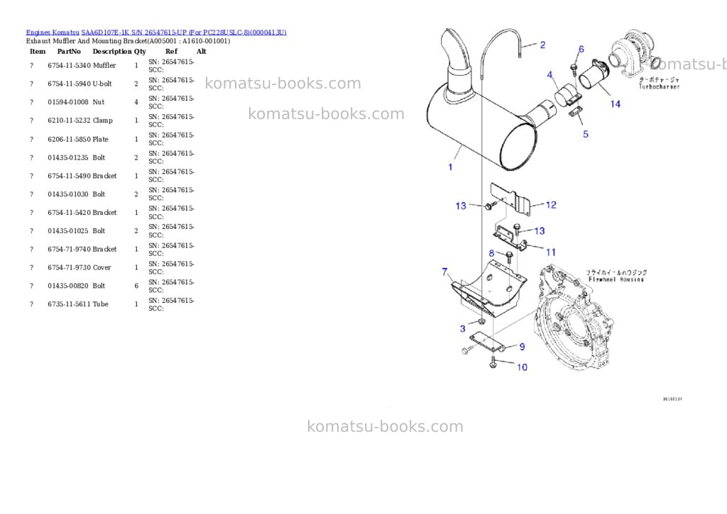 Komatsu saa6d107e-1k s/n 26547615-up for pc228uslc-8 Parts catalog cover Page 4