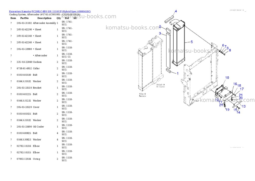 Komatsu pc200lc-8e0 s/n 1118-up hybrid spec. Parts catalog cover Page 10 Komatsu pc200lc-8e0 s/n 1118-up hybrid spec. Parts catalog cover Page 10