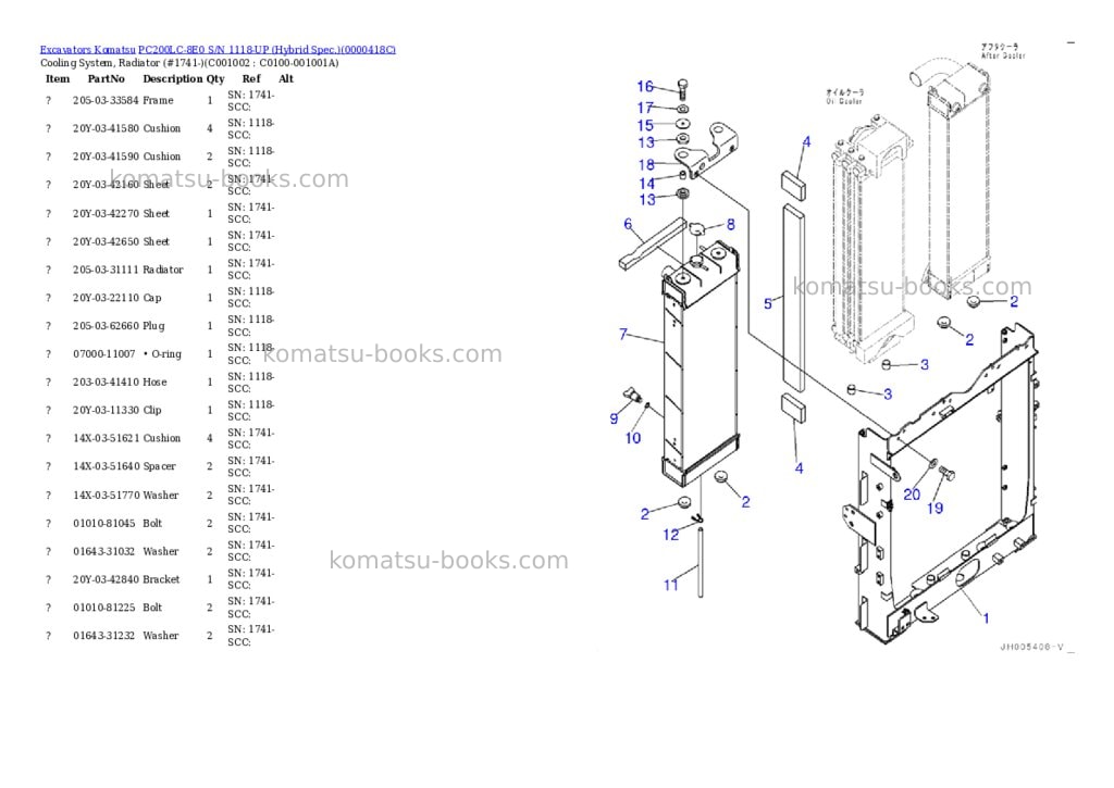 Komatsu pc200lc-8e0 s/n 1118-up hybrid spec. Parts catalog cover Page 7 Komatsu pc200lc-8e0 s/n 1118-up hybrid spec. Parts catalog cover Page 7