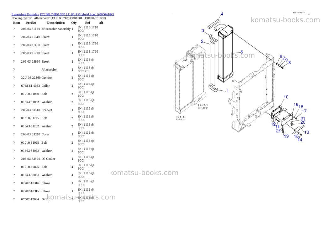 Komatsu pc200lc-8e0 s/n 1118-up hybrid spec. Parts catalog cover Page 9 Komatsu pc200lc-8e0 s/n 1118-up hybrid spec. Parts catalog cover Page 9