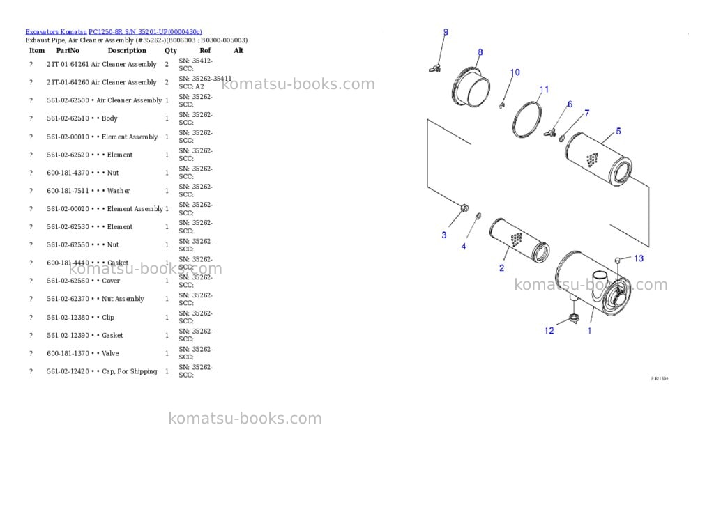 Komatsu pc1250-8r s/n 35201-up extreme hot area arrangement Parts catalog cover Page 9 Komatsu pc1250-8r s/n 35201-up extreme hot area arrangement Parts catalog cover Page 9