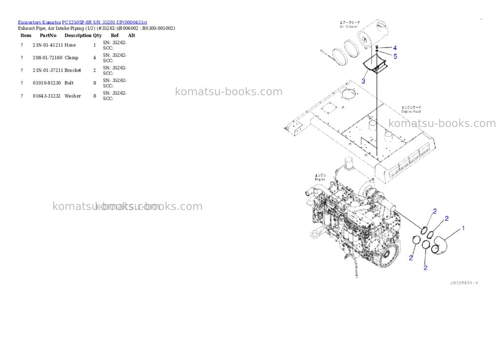 Komatsu pc1250sp-8r s/n 35201-up Parts catalog cover Page 8
