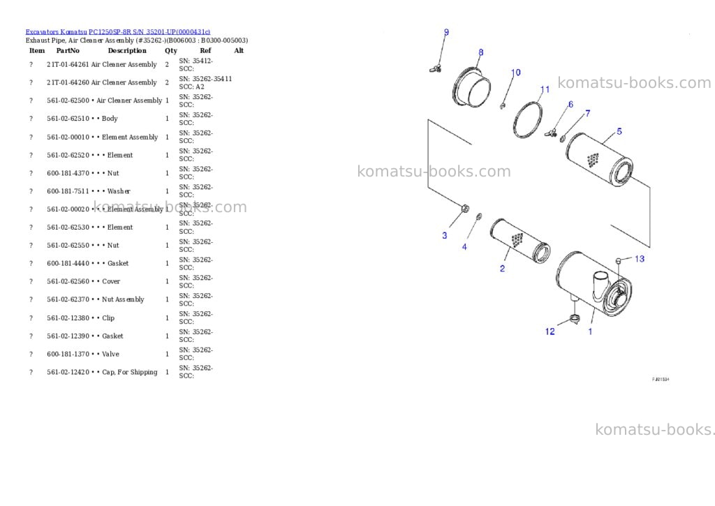 Komatsu pc1250sp-8r s/n 35201-up Parts catalog cover Page 9