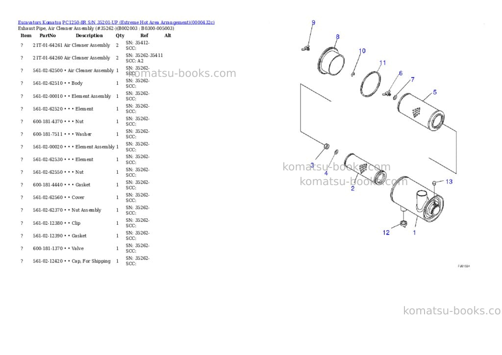 Komatsu PC1250-8R S/N 35201-UP (Extreme Hot Area Arrangement) Parts catalog cover Page 3 Komatsu PC1250-8R S/N 35201-UP (Extreme Hot Area Arrangement) Parts catalog cover Page 3