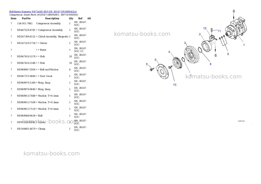 Komatsu d475asd-5e0 s/n 30147-up Parts catalog cover Page 7