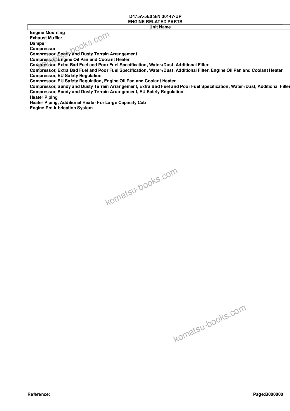 Komatsu d475a-5e0 s/n 30001-up mining spec., tier2 Parts catalog cover Page 2