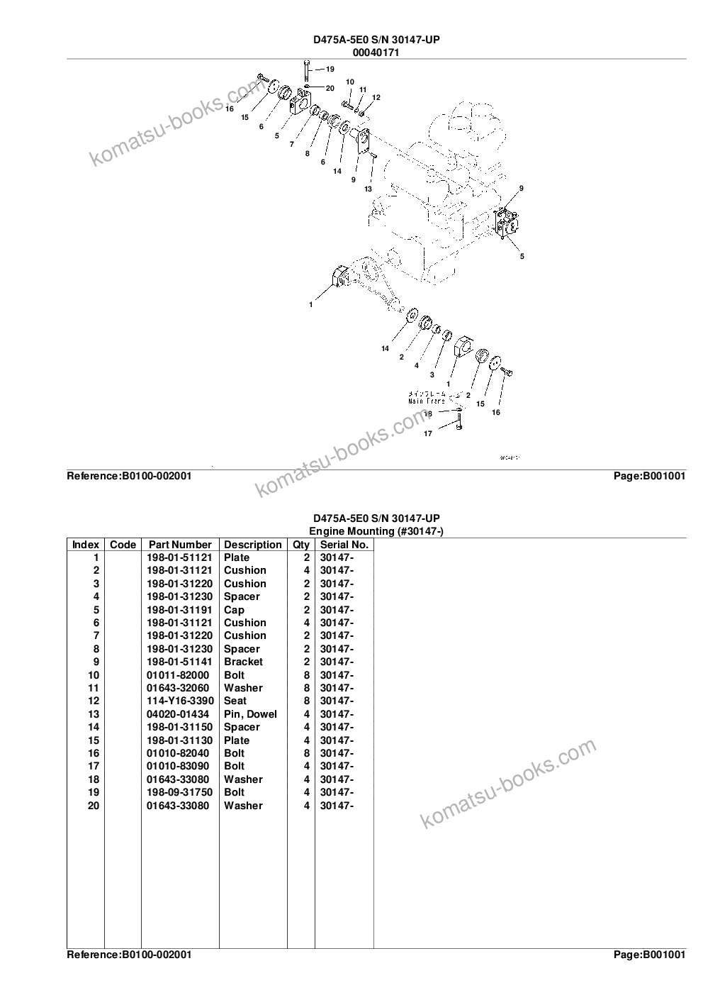 Komatsu d475a-5e0 s/n 30001-up mining spec., tier2 Parts catalog cover Page 4