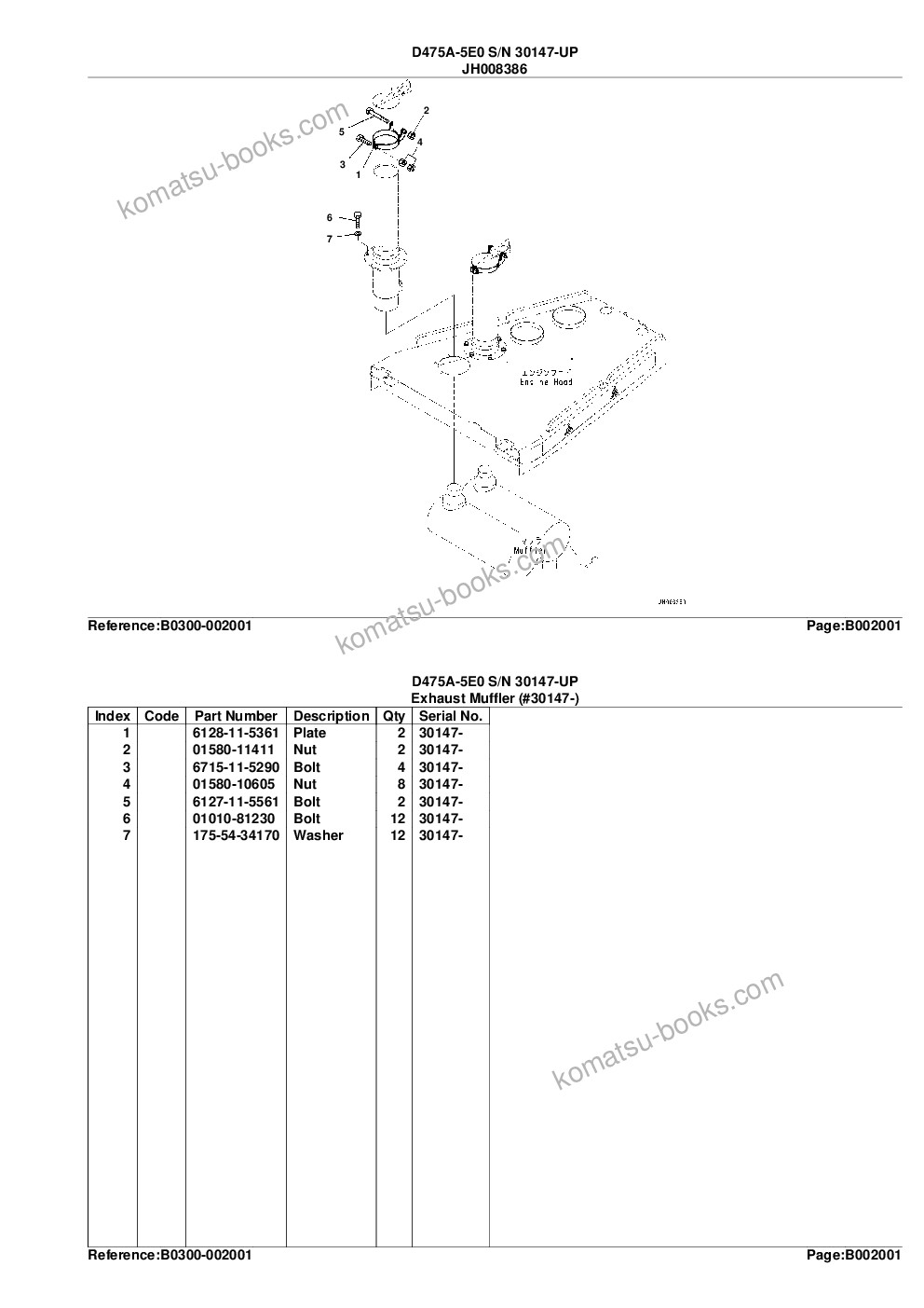 Komatsu d475a-5e0 s/n 30001-up mining spec., tier2 Parts catalog cover Page 6
