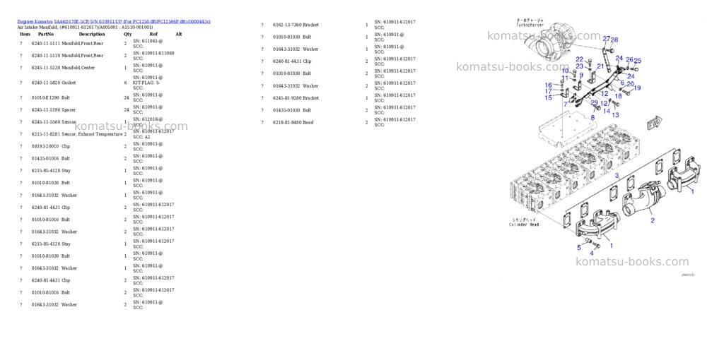 Komatsu saa6d170e-5cr s/n 610911-up for pc1250-8r/pc1250sp-8r Parts catalog cover Page 5
