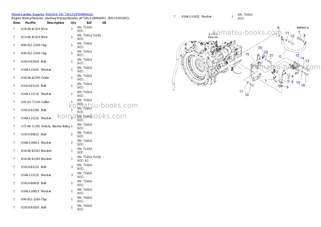 Komatsu wa250-6 s/n 75053-up Parts catalog cover Page 4