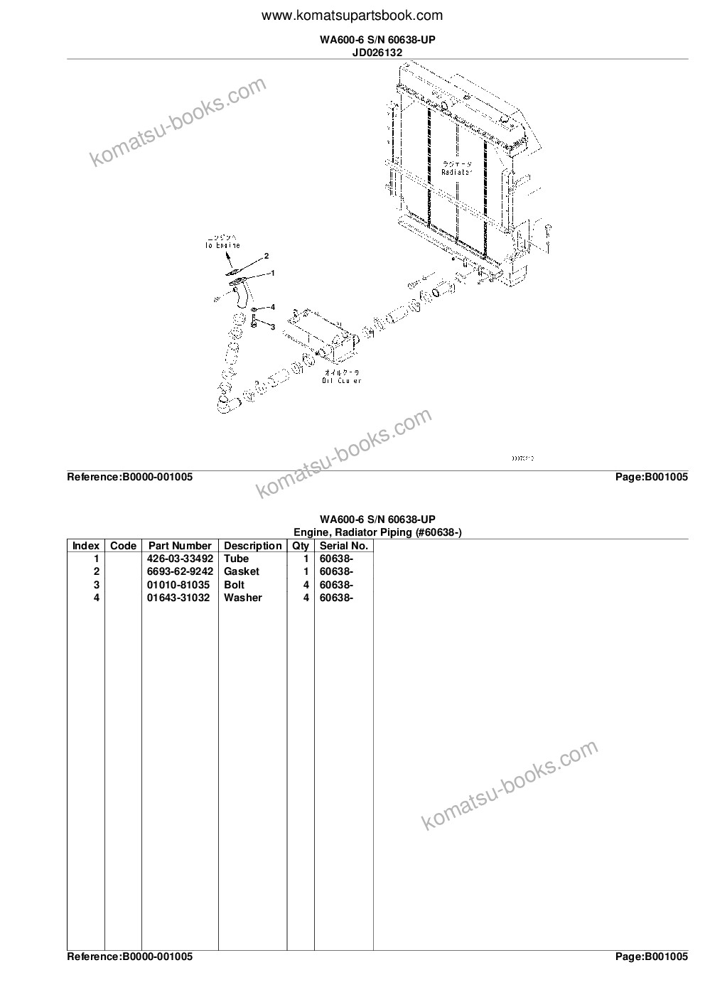 Komatsu wa600-6 s/n 60638-up Parts catalog cover Page 10
