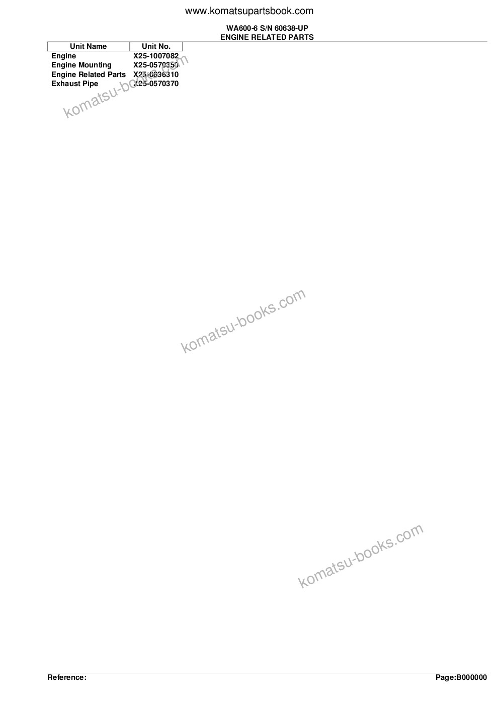 Komatsu wa600-6 s/n 60638-up Parts catalog cover Page 2