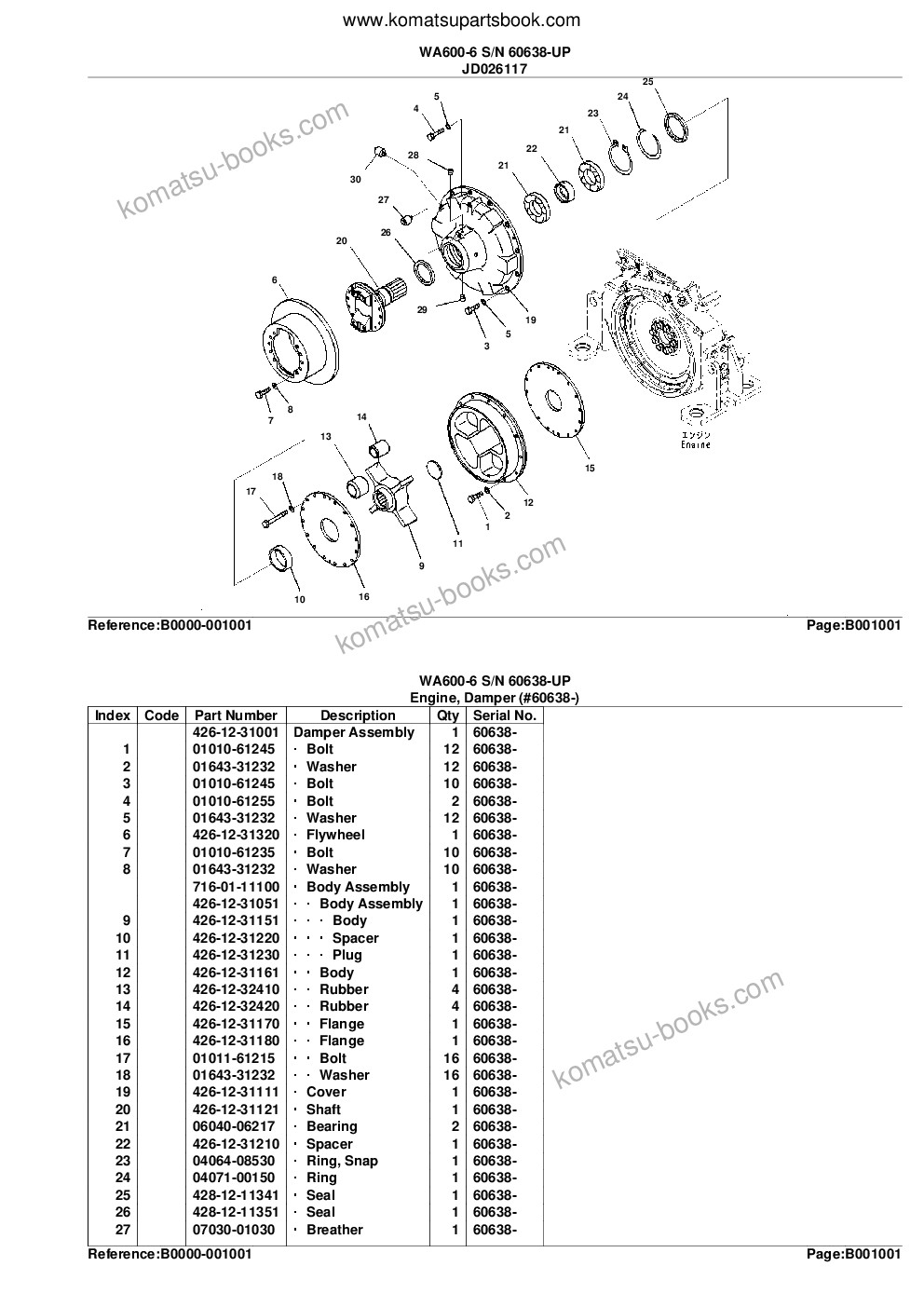 Komatsu wa600-6 s/n 60638-up Parts catalog cover Page 4