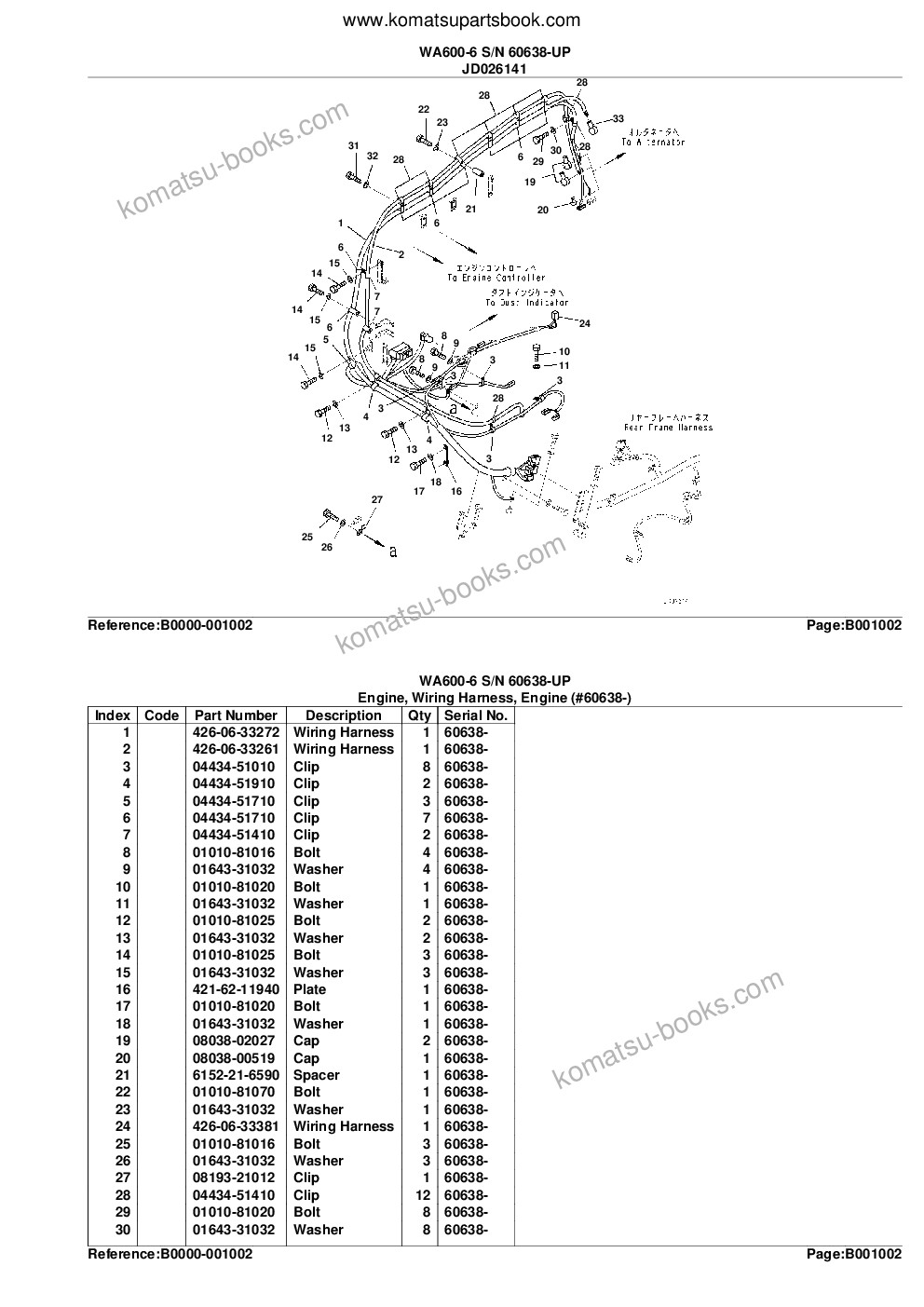 Komatsu wa600-6 s/n 60638-up Parts catalog cover Page 6