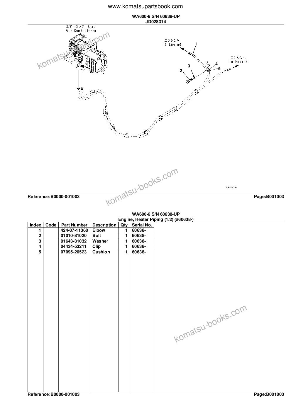 Komatsu wa600-6 s/n 60638-up Parts catalog cover Page 8