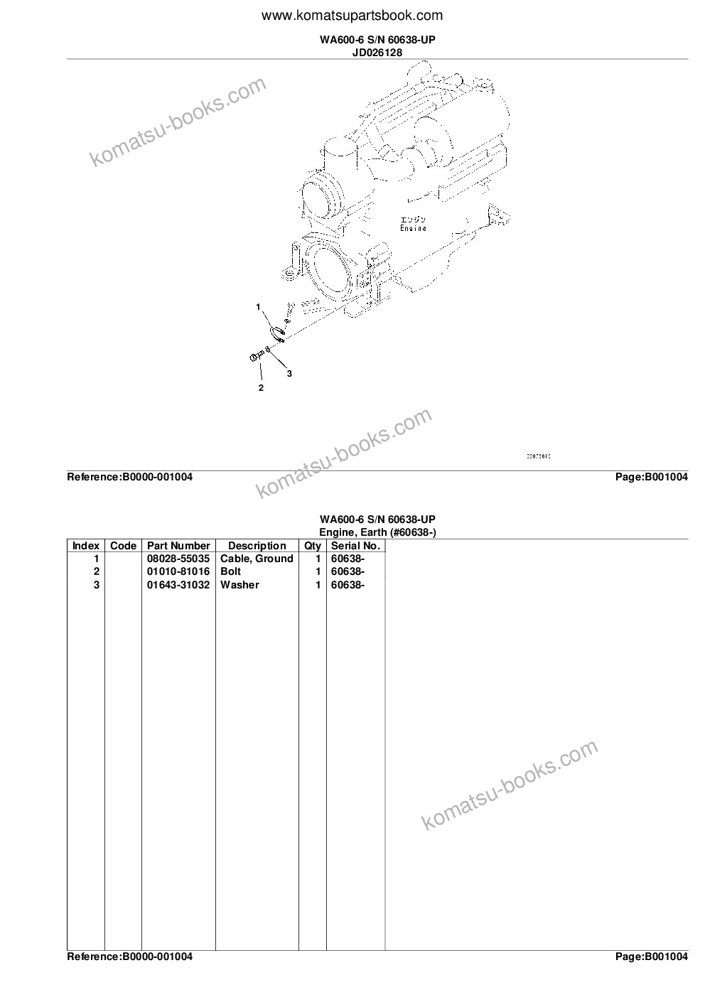 Komatsu wa600-6 s/n 60638-up Parts catalog cover Page 9