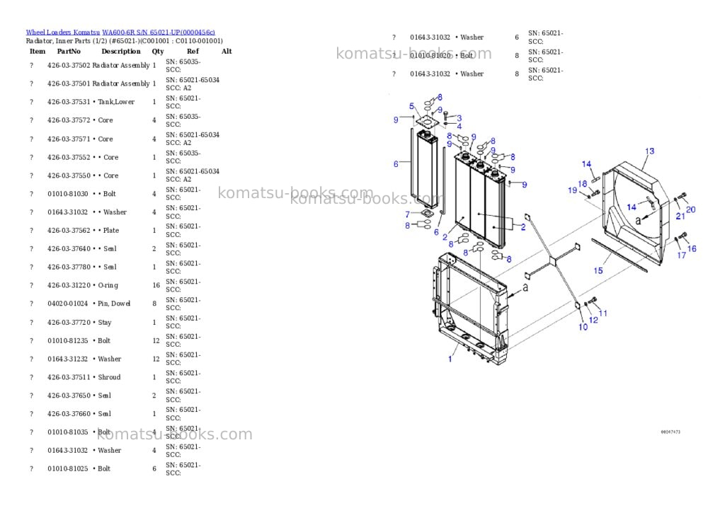Komatsu wa600-6r s/n 65021-up Parts catalog cover Page 10