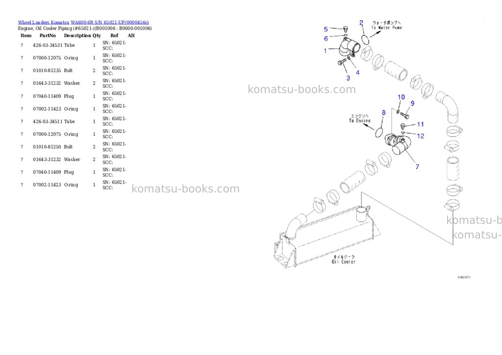 Komatsu wa600-6r s/n 65021-up Parts catalog cover Page 5