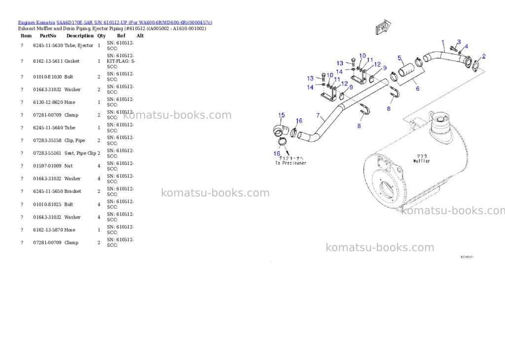 Komatsu saa6d170e-5ar s/n 610512-up for wa600-6r/wd600-6r Parts catalog cover Page 7 Komatsu saa6d170e-5ar s/n 610512-up for wa600-6r/wd600-6r Parts catalog cover Page 7