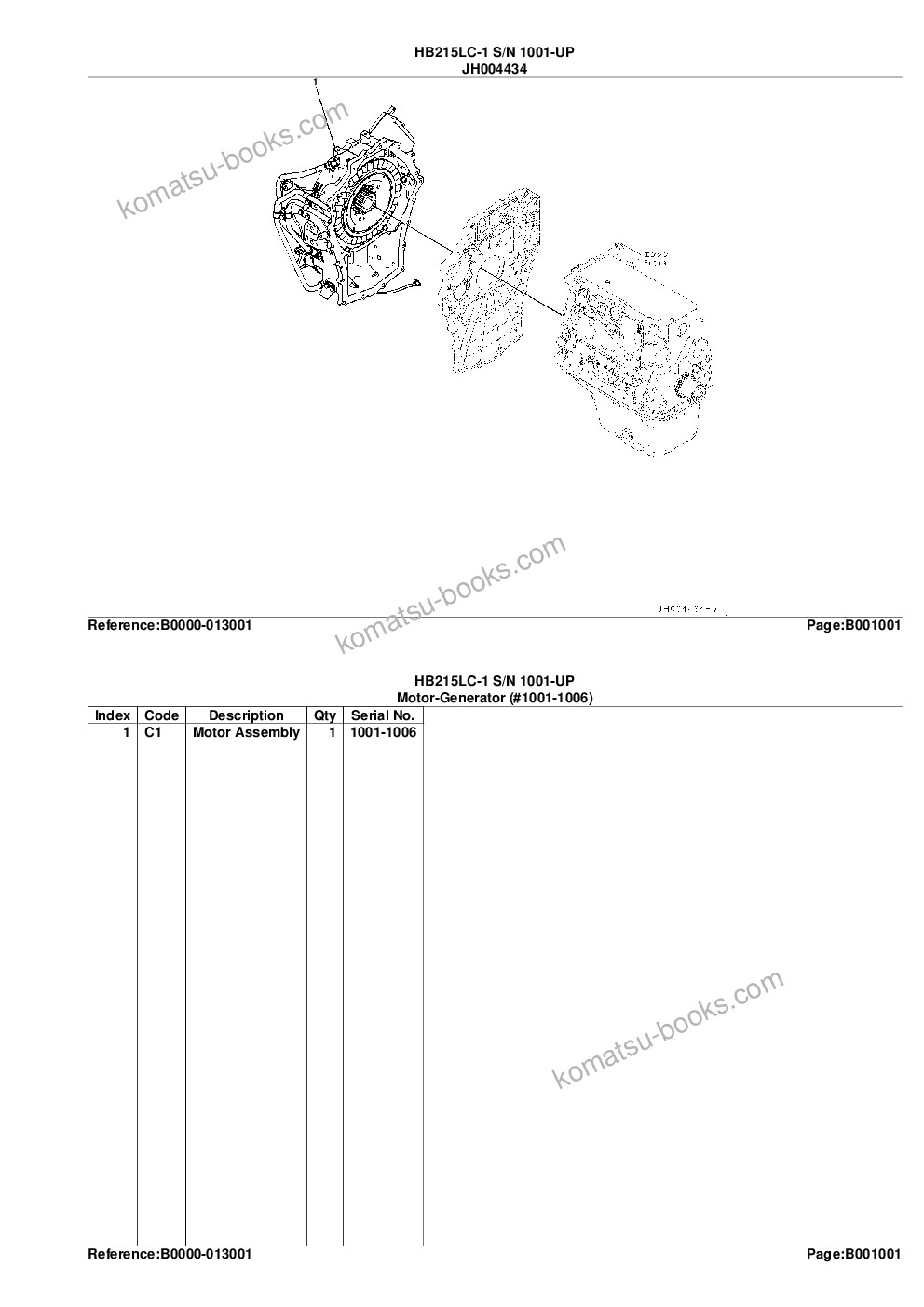 Komatsu hb215lc-1 s/n 1001-up Parts catalog cover Page 4