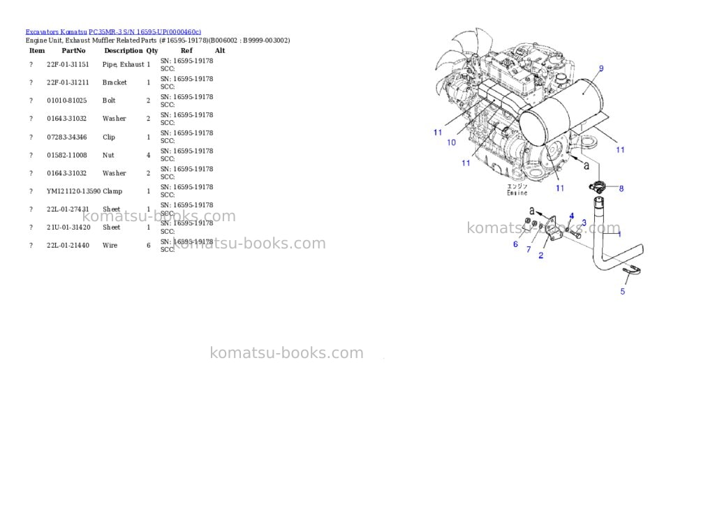 Komatsu pc35mr-3 s/n 16595-up Parts catalog cover Page 6 Komatsu pc35mr-3 s/n 16595-up Parts catalog cover Page 6