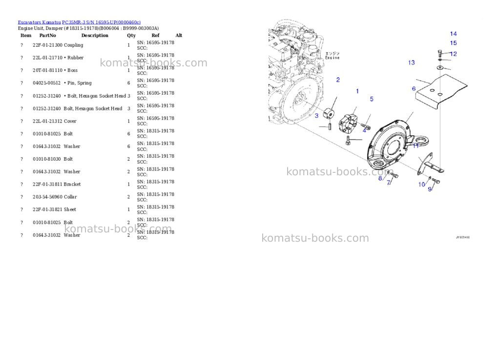 Komatsu pc35mr-3 s/n 16595-up Parts catalog cover Page 8 Komatsu pc35mr-3 s/n 16595-up Parts catalog cover Page 8