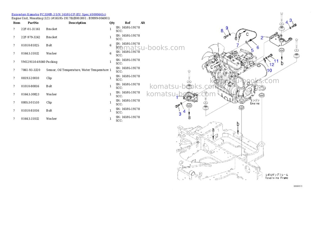 Komatsu PC35MR-3 S/N 16595-UP (EU Spec.) Parts catalog cover Page 2 Komatsu PC35MR-3 S/N 16595-UP (EU Spec.) Parts catalog cover Page 2