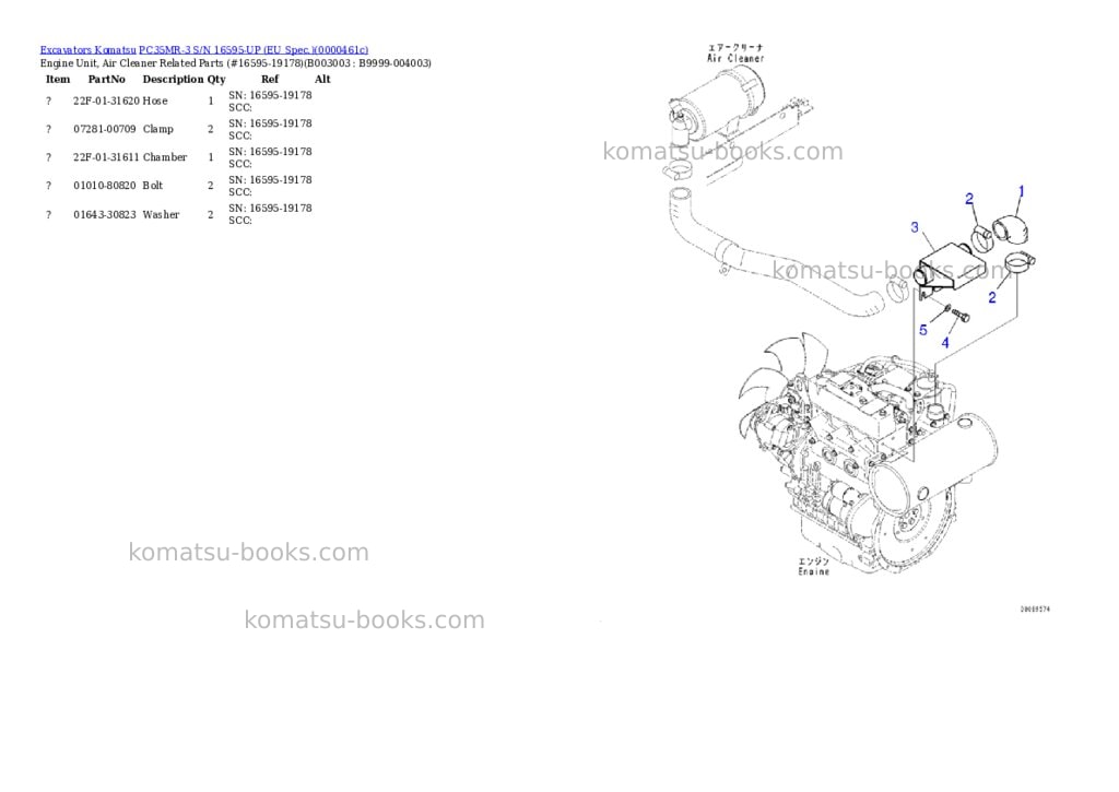 Komatsu PC35MR-3 S/N 16595-UP (EU Spec.) Parts catalog cover Page 4 Komatsu PC35MR-3 S/N 16595-UP (EU Spec.) Parts catalog cover Page 4