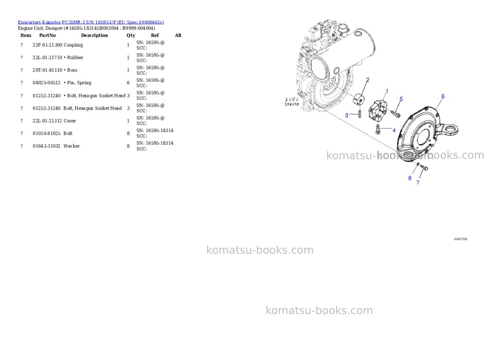 Komatsu PC35MR-3 S/N 16595-UP (EU Spec.) Parts catalog cover Page 5 Komatsu PC35MR-3 S/N 16595-UP (EU Spec.) Parts catalog cover Page 5
