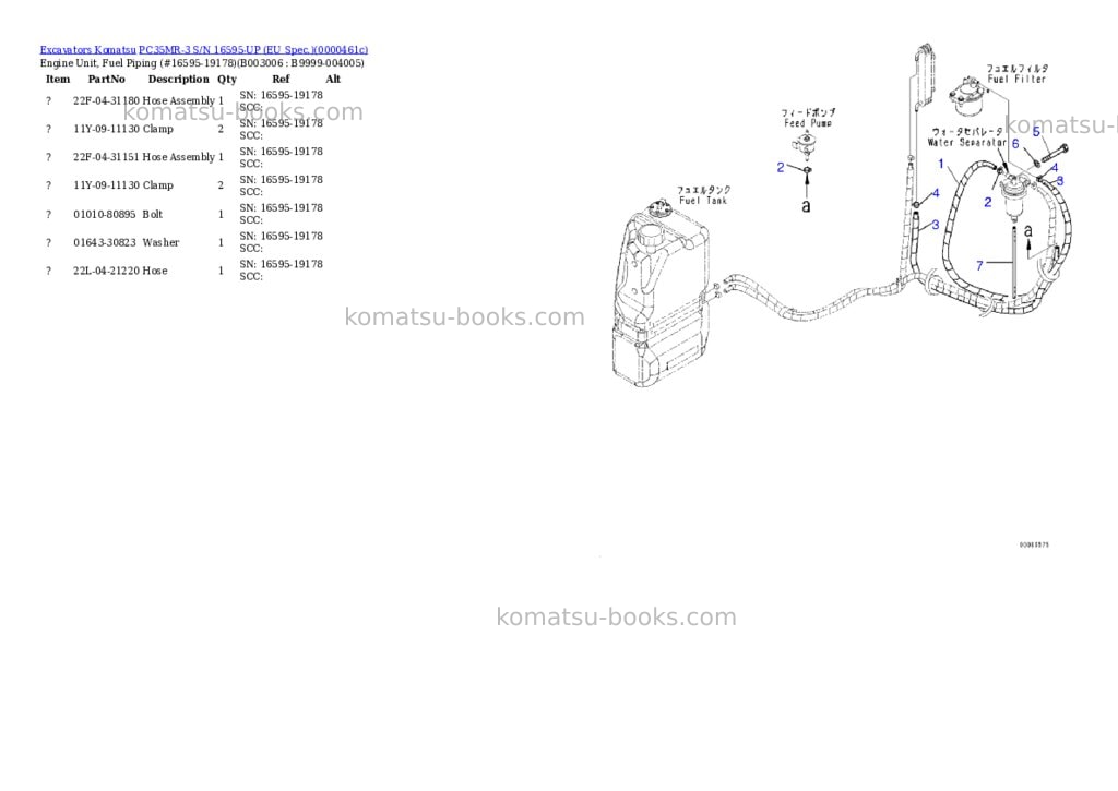 Komatsu PC35MR-3 S/N 16595-UP (EU Spec.) Parts catalog cover Page 7 Komatsu PC35MR-3 S/N 16595-UP (EU Spec.) Parts catalog cover Page 7