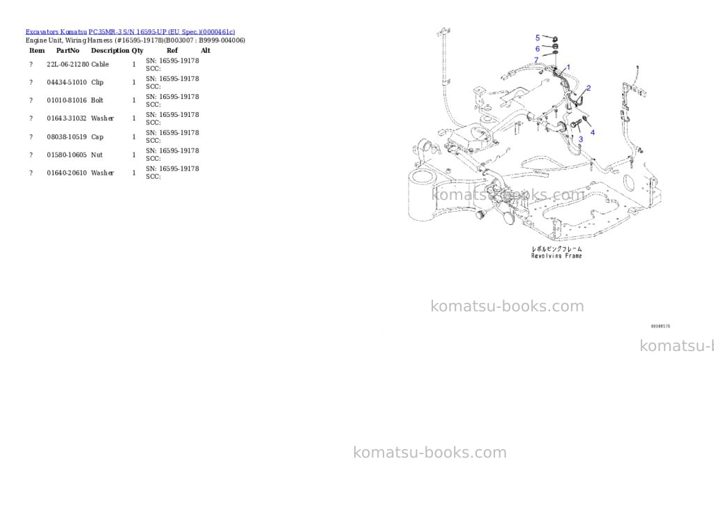 Komatsu PC35MR-3 S/N 16595-UP (EU Spec.) Parts catalog cover Page 8 Komatsu PC35MR-3 S/N 16595-UP (EU Spec.) Parts catalog cover Page 8