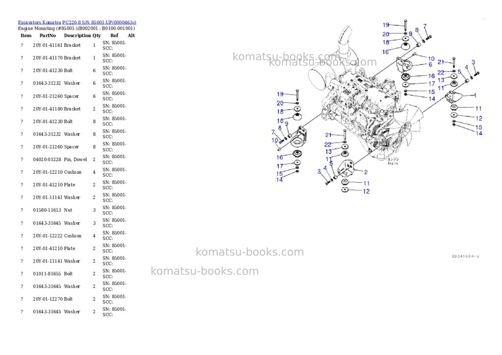 Komatsu pc220-8 s/n 85001-up Parts catalog cover Page 2