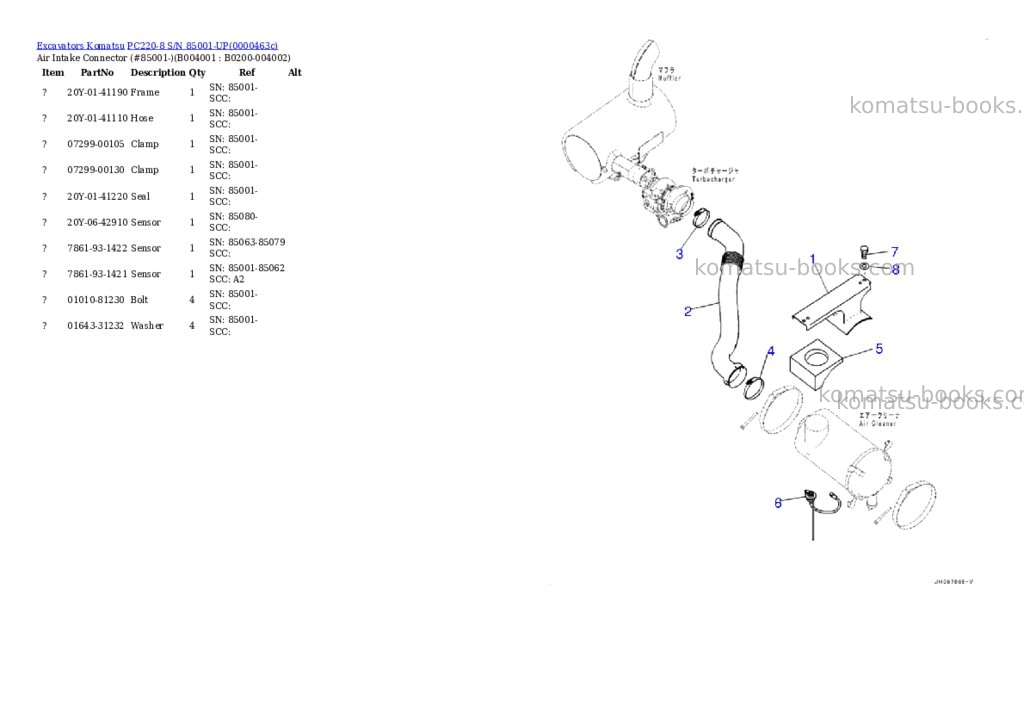 Komatsu pc220-8 s/n 85001-up Parts catalog cover Page 4