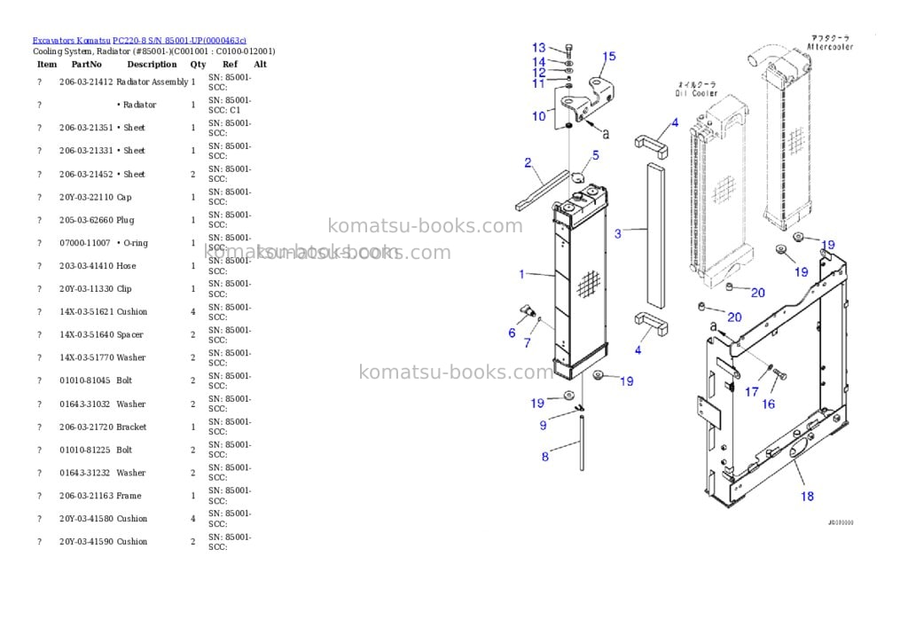 Komatsu pc220-8 s/n 85001-up Parts catalog cover Page 5