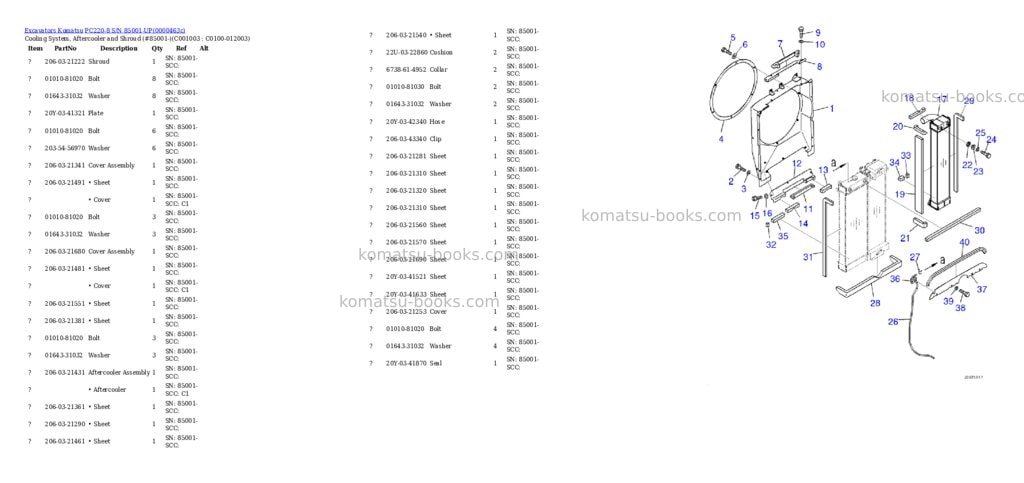Komatsu pc220-8 s/n 85001-up Parts catalog cover Page 7