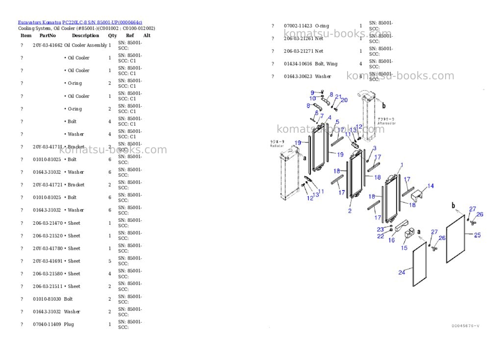 Komatsu pc220lc-8 s/n 85001-up Parts catalog cover Page 6 Komatsu pc220lc-8 s/n 85001-up Parts catalog cover Page 6