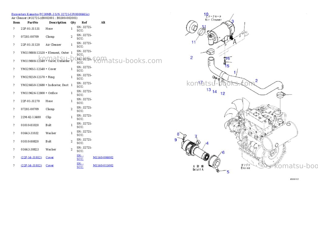 Komatsu pc30mr-3 s/n 32725-up Parts catalog cover Komatsu pc30mr-3 s/n 32725-up Parts catalog cover