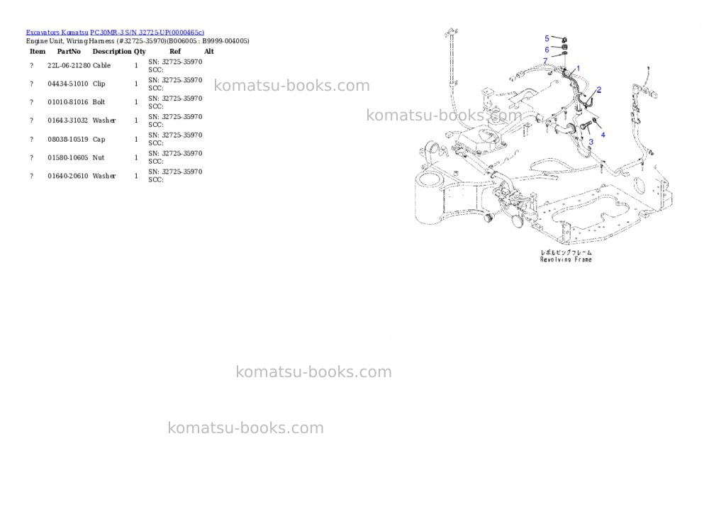 Komatsu pc30mr-3 s/n 32725-up Parts catalog cover Page 9 Komatsu pc30mr-3 s/n 32725-up Parts catalog cover Page 9