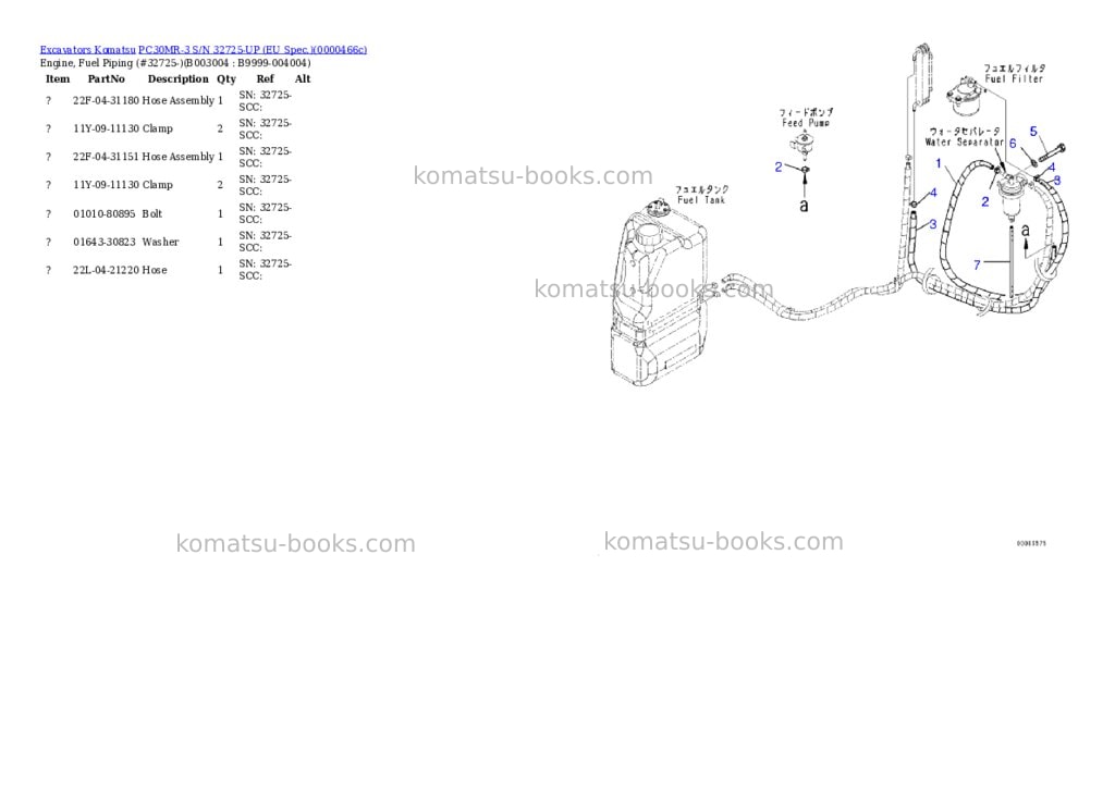 Komatsu PC30MR-3 S/N 32725-UP (EU Spec.) Parts catalog cover Page 5 Komatsu PC30MR-3 S/N 32725-UP (EU Spec.) Parts catalog cover Page 5