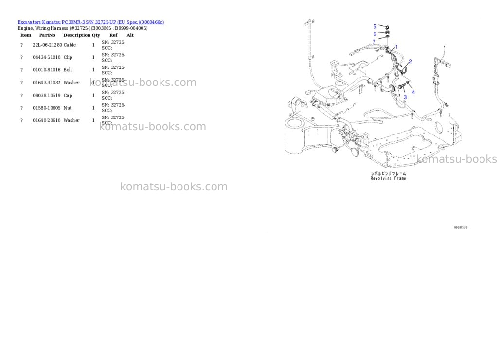 Komatsu PC30MR-3 S/N 32725-UP (EU Spec.) Parts catalog cover Page 6 Komatsu PC30MR-3 S/N 32725-UP (EU Spec.) Parts catalog cover Page 6