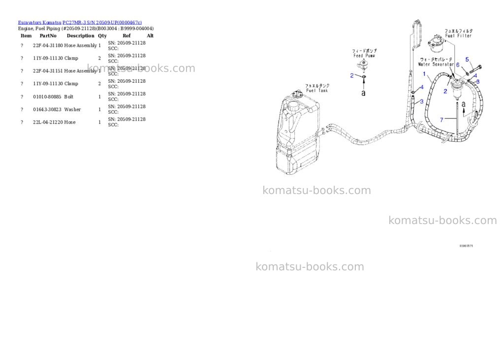 Komatsu pc27mr-3 s/n 20509-up Parts catalog cover Page 5 Komatsu pc27mr-3 s/n 20509-up Parts catalog cover Page 5