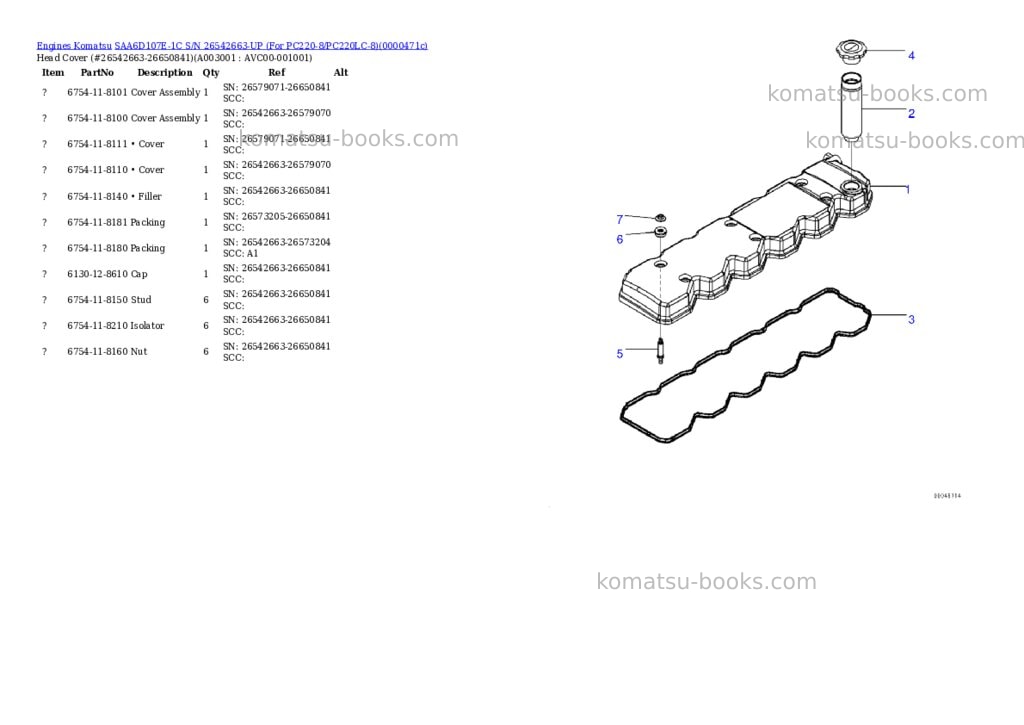Komatsu saa6d107e-1c s/n 26542663-up for pc220-8/pc220lc-8 Parts catalog cover Page 2