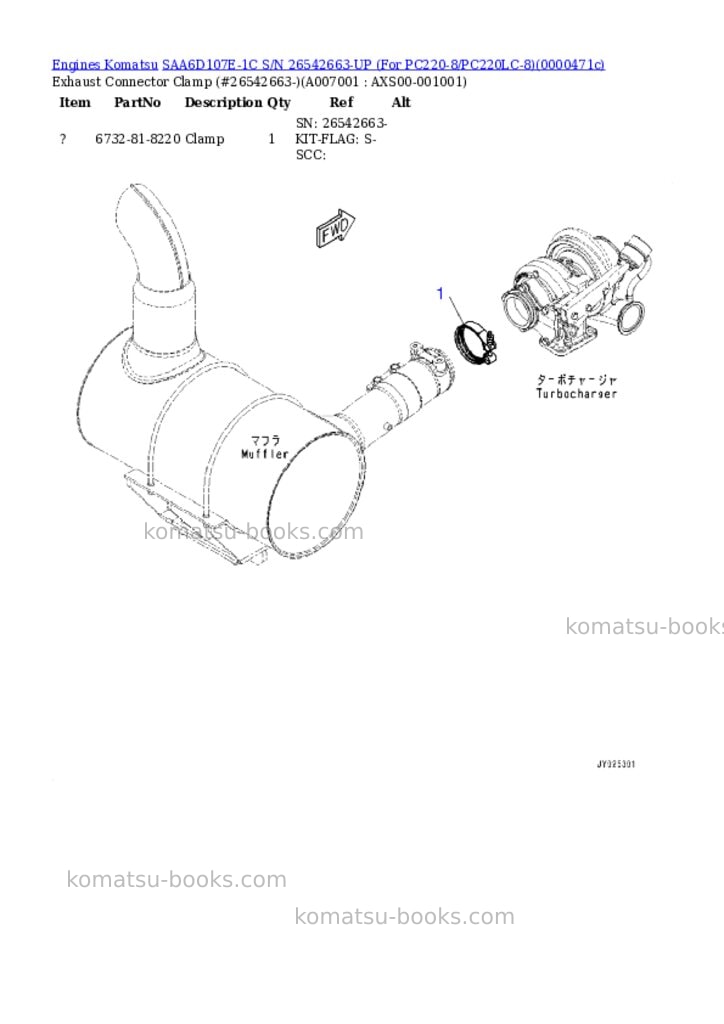 Komatsu saa6d107e-1c s/n 26542663-up for pc220-8/pc220lc-8 Parts catalog cover Page 6